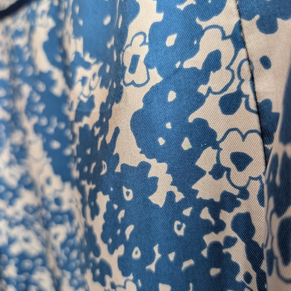 100% Silk Nougat London Blue Beige A Line Flowy Skirt Women's Large - Picture 6 of 10